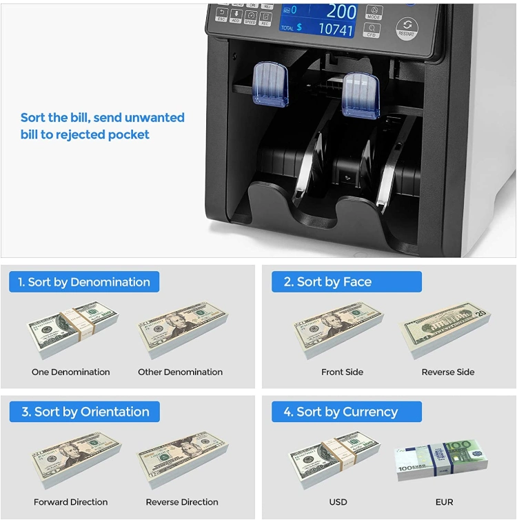 Al-950 Best Price Custom Two Pocket Currency Counter and Sorter Money Counter