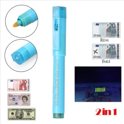 2 in 1 rilevatore di denaro contraffatto penna per verifica banconote rilevatore di valuta a luce nera UV